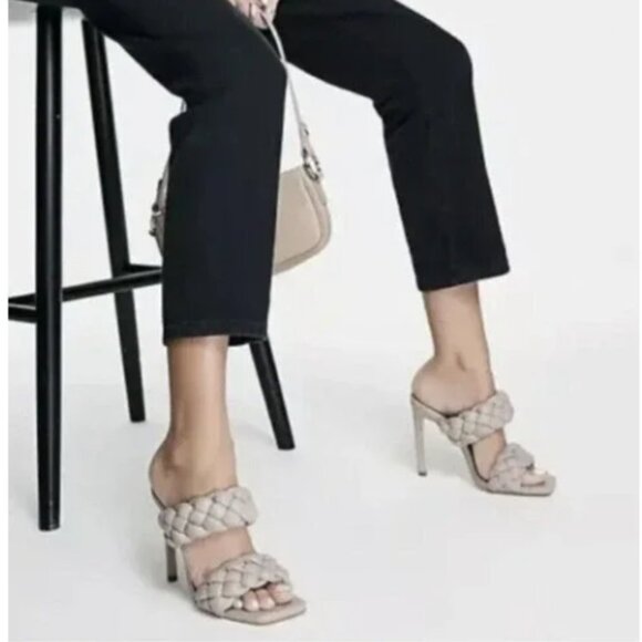 Steve Madden Kenley Women’s Sandals Leather Braided Slip On Heeled Size 9 New - Picture 1 of 6